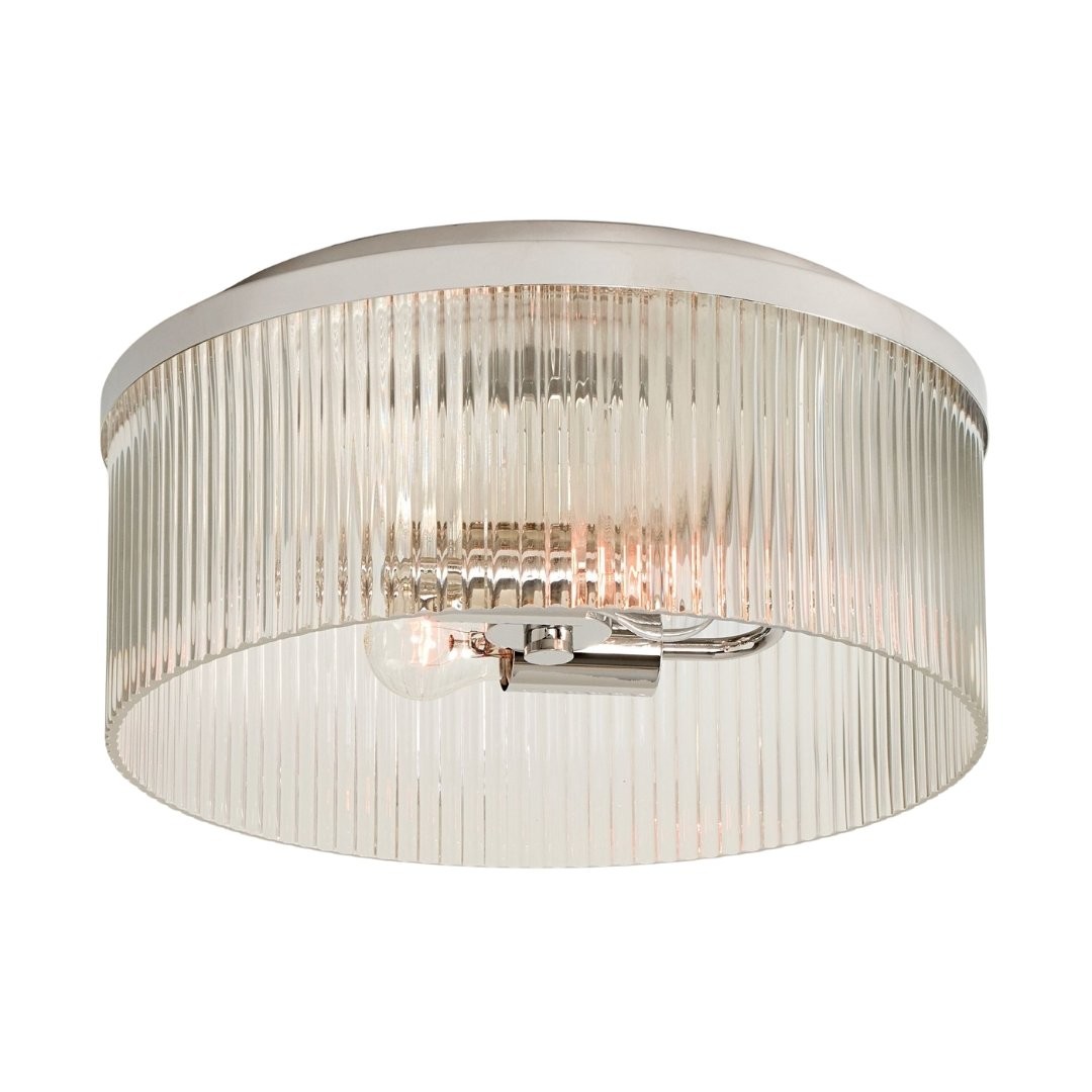 Bravira Flush Mount Ceiling Light - Ribbed & Bubbled Glass Metal Light K1323