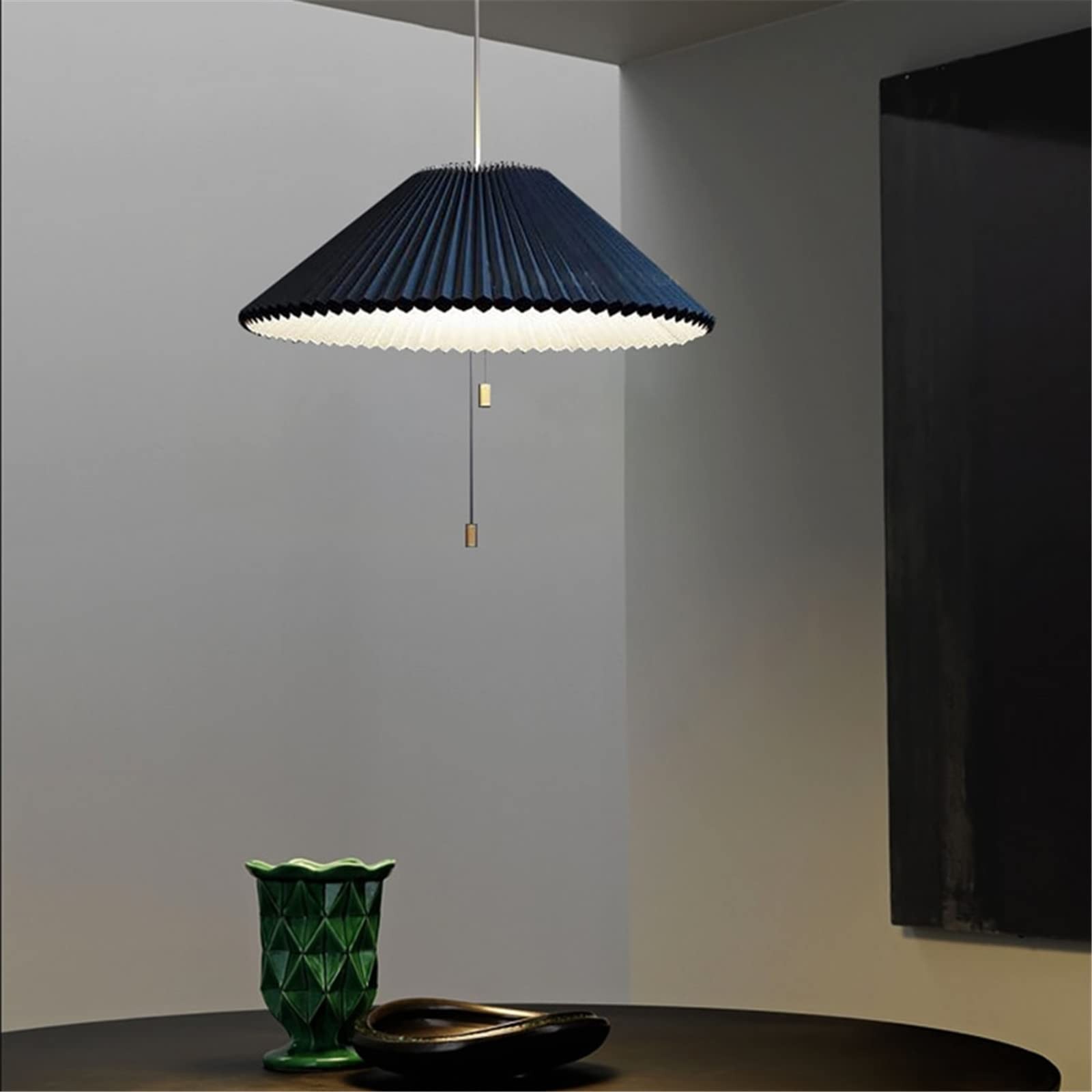 Retractable Pleated Pendant Light - Retro Paper Pendant Lamp for Dining Room K798