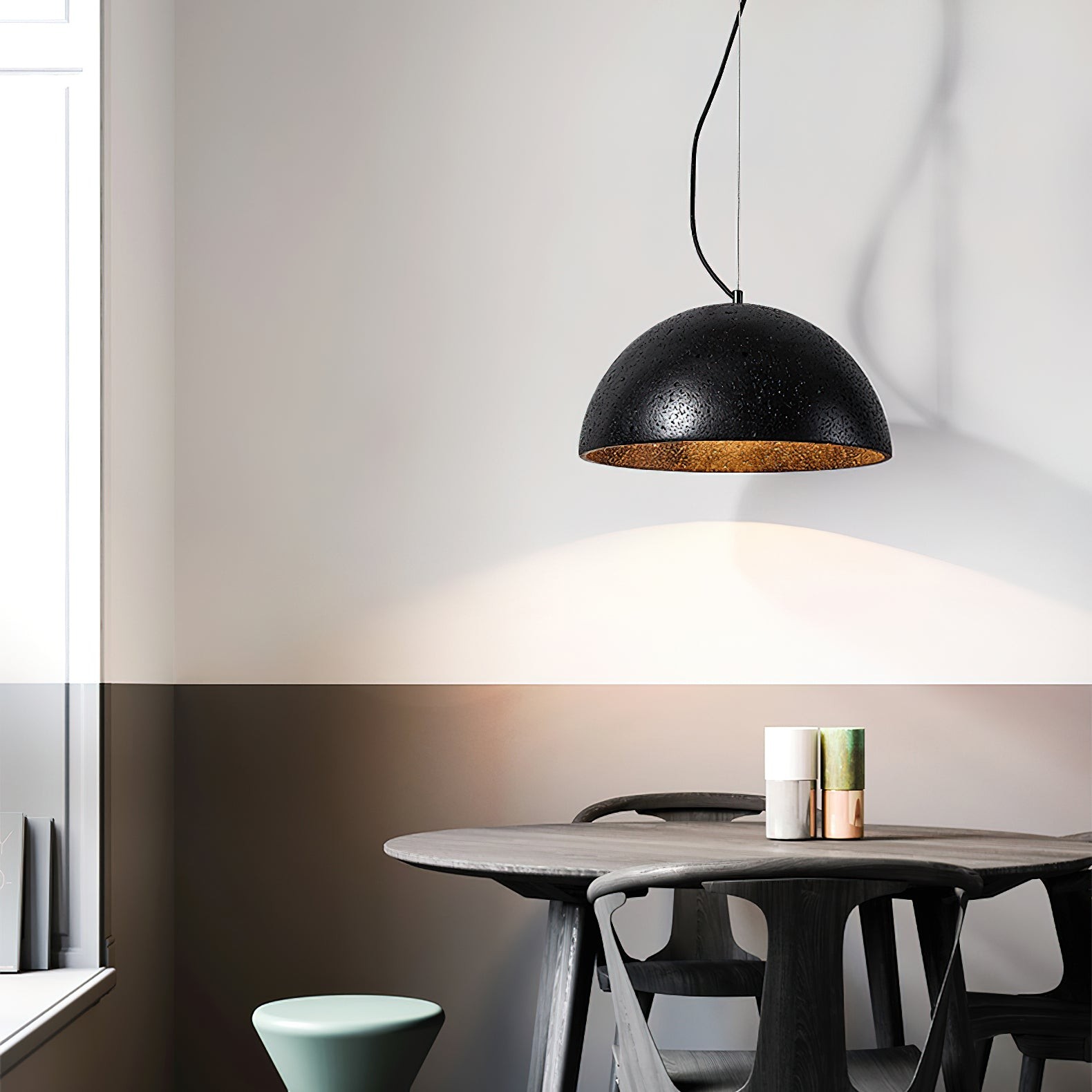 Travertine Creative Hemispherical Pendant Lamp K339
