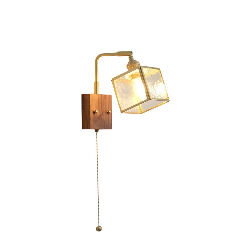 Square Glass Adjustable Wooden Wall Lamp K541