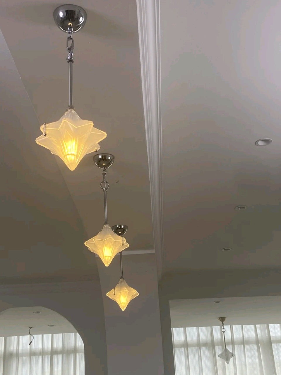 Art Deco Astris Elara Star Pendant Light - Frosted Glass Pendant with Geometric Style K1583