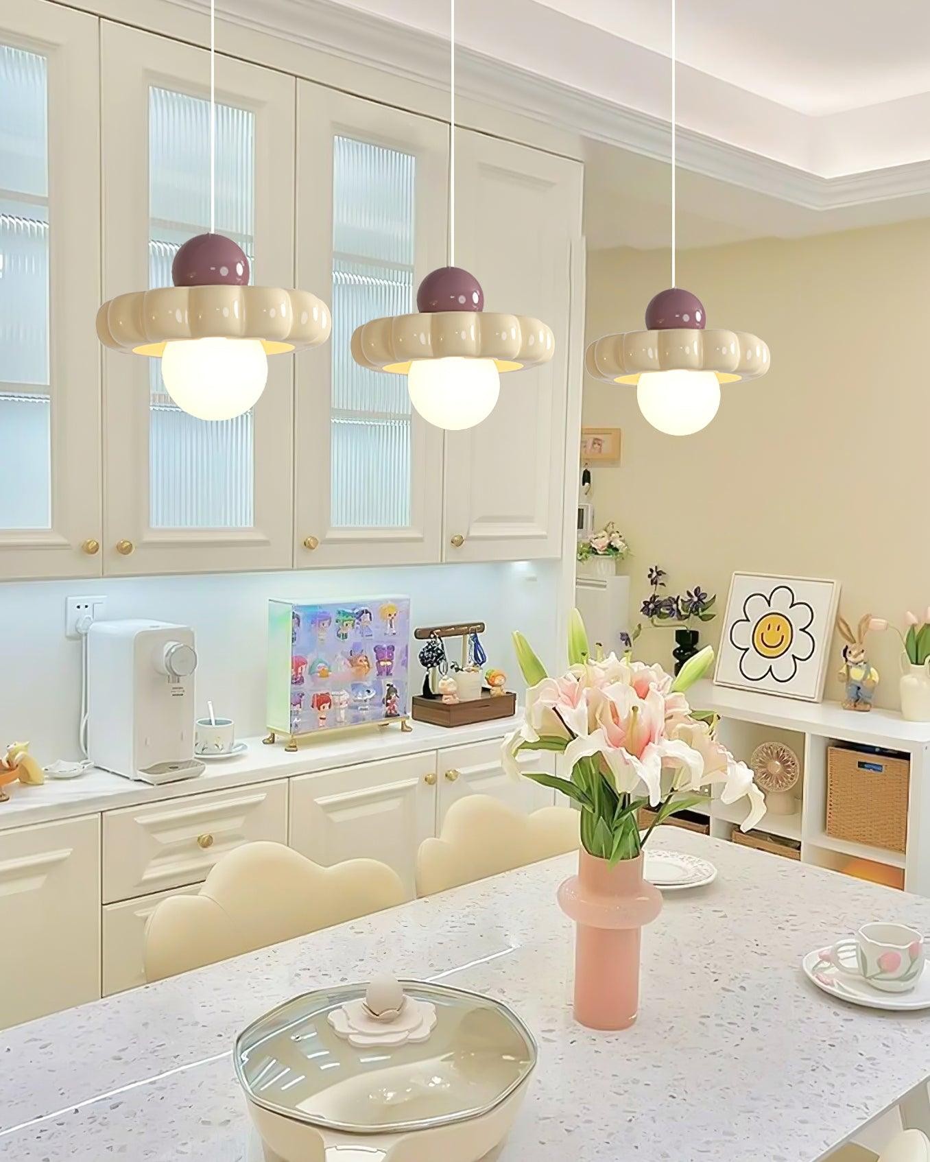 Cream Style Long Line Pumpkin Texture Pendant Lamp K307
