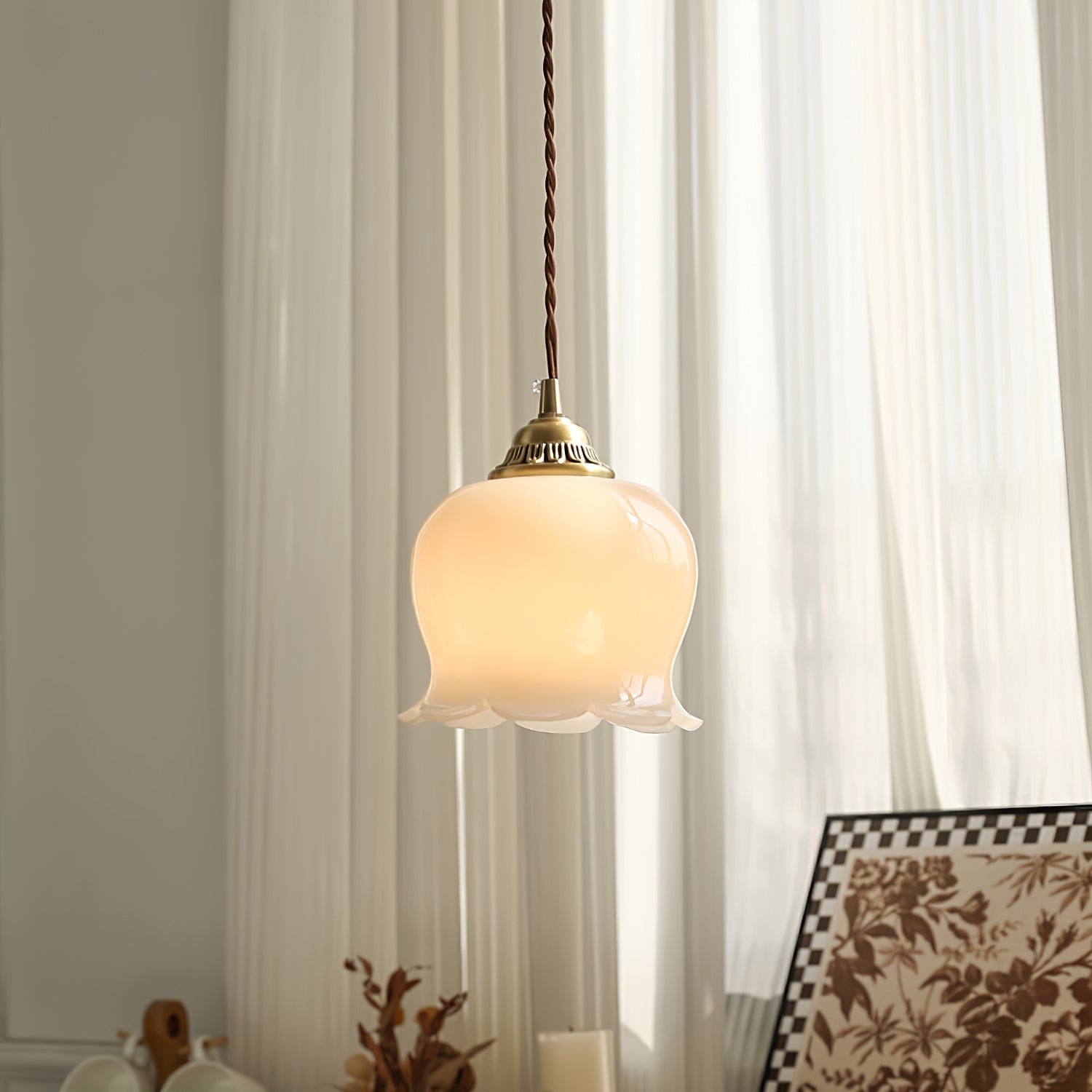 Traditional Glass Flower Pendant Lamp K736