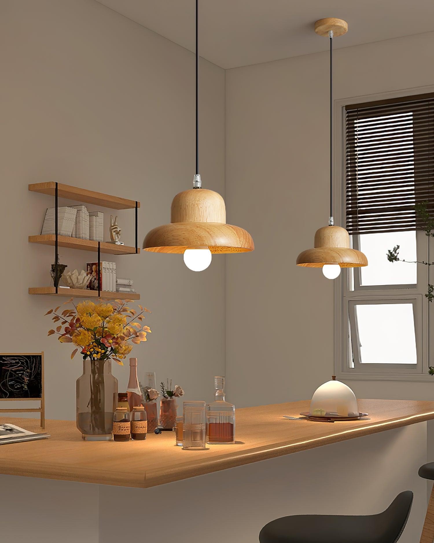 Wood Hat Pendant Lamp K777