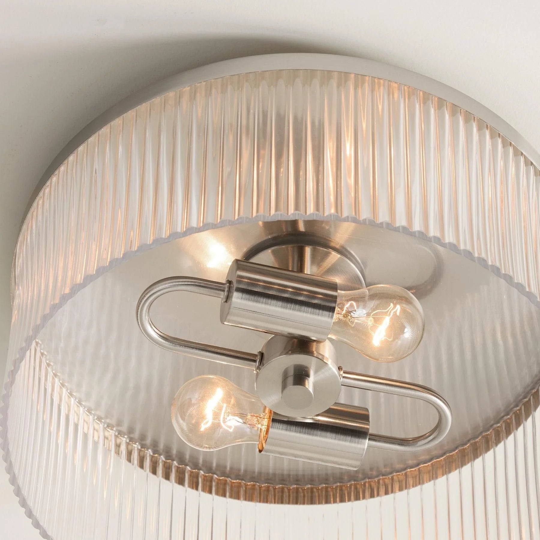 Bravira Copper Ribbed Glass Flush Mount Ceiling Lamp K837
