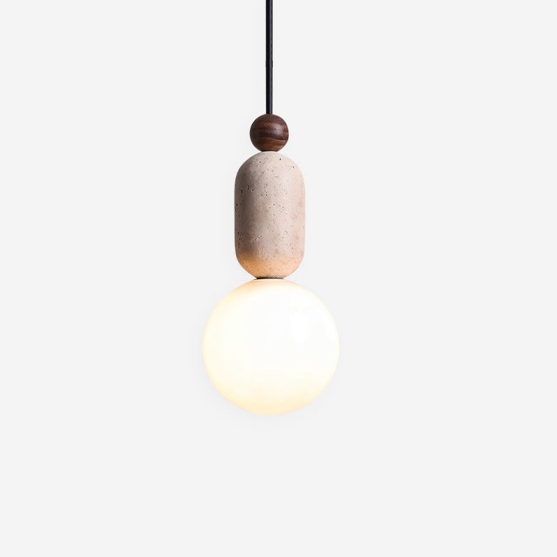 Wabi Sabi Travertine Glass Ball Pendant Light K830