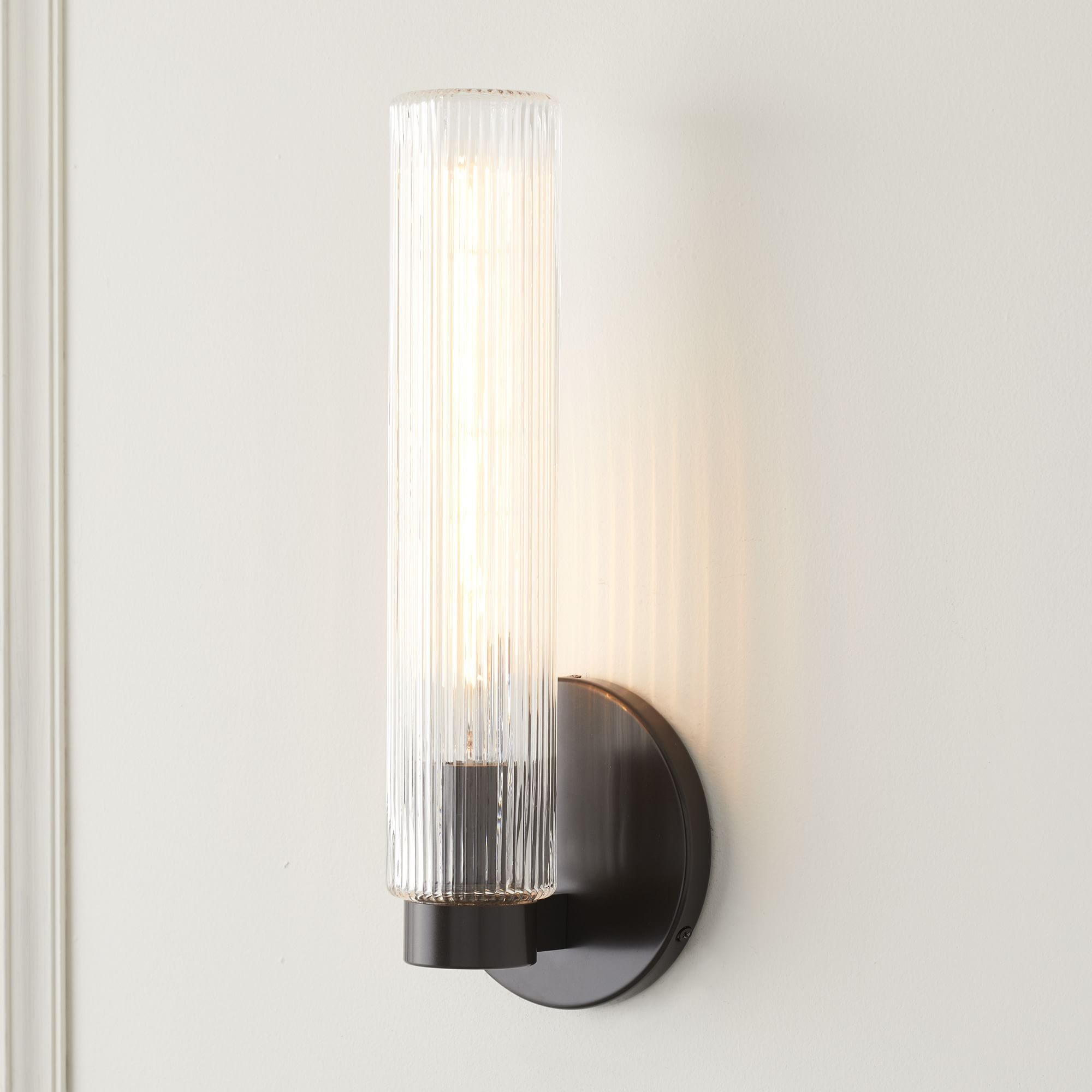 Rivora Fluted Glass Indoor Outdoor Sconce - Modern Wall Light for Home Decor K1337