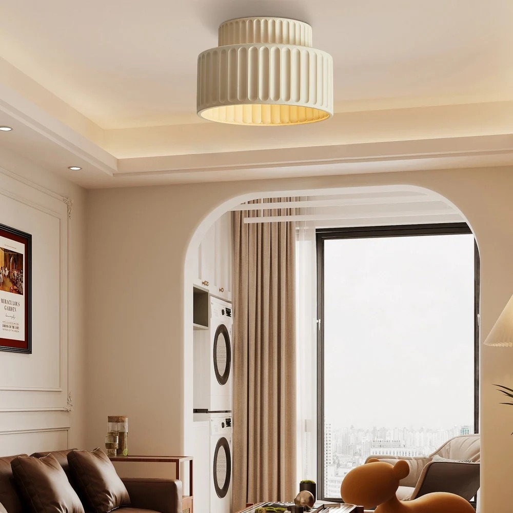 Cream Style Resin Bowl Flush Mount Ceiling Light K159
