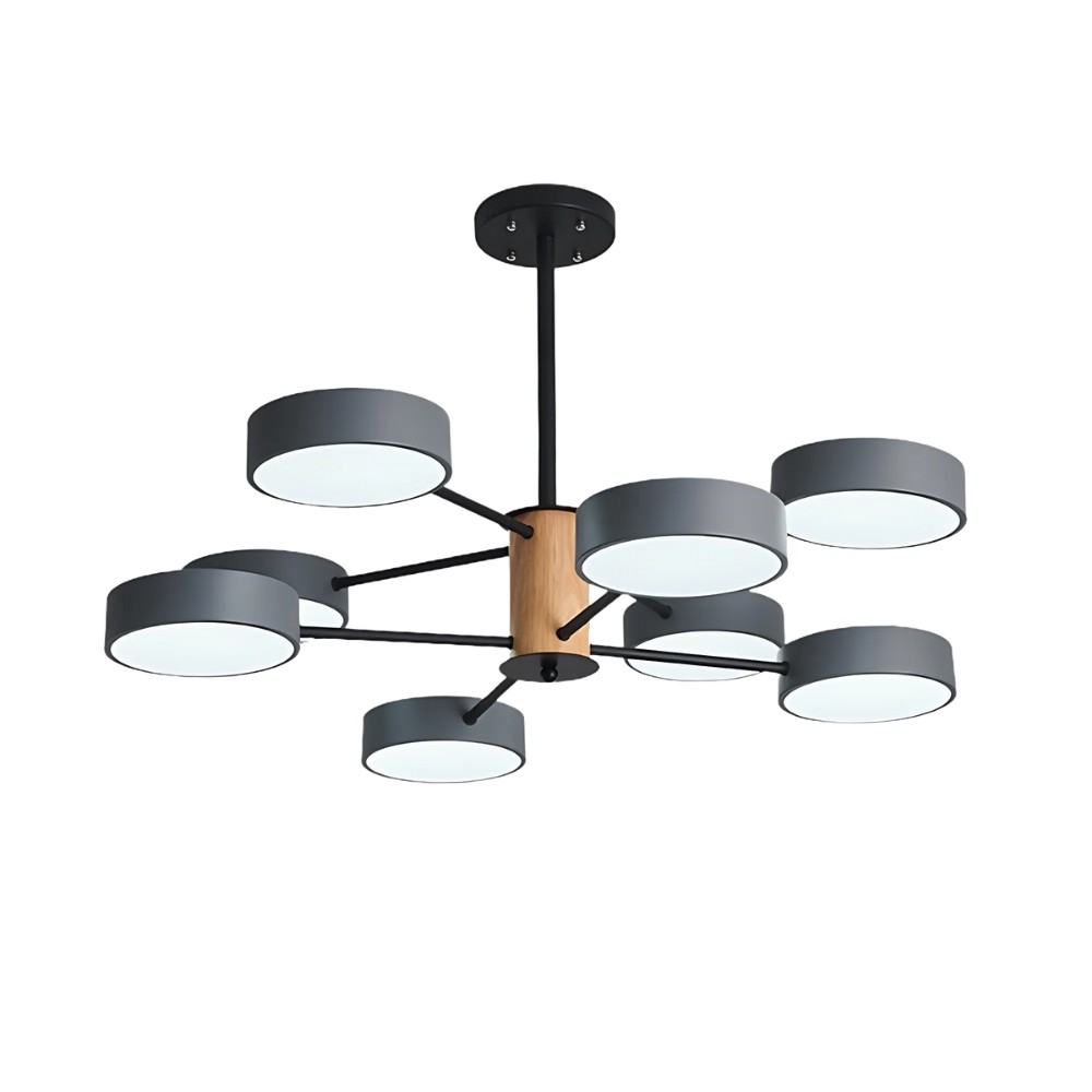 Scandinavian Branched Round Wood Chandelier K896