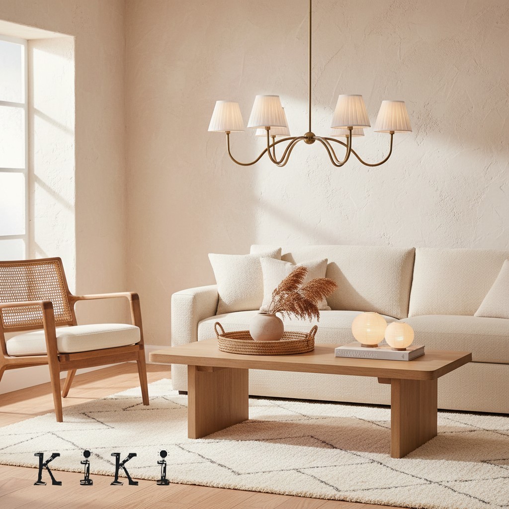 Luvora Round Pleated Shade Chandelier – Elegant Iron & Fabric Lighting for Dining & Living K1305