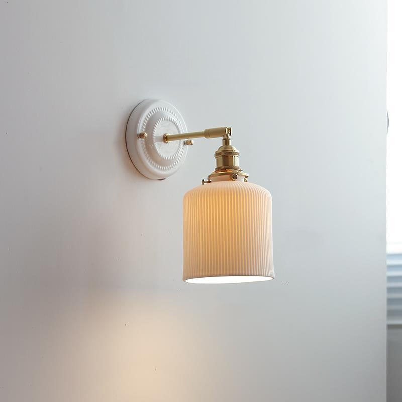Vintage Japanese Ceramic Brass 1-Light Wall Sconce Lamp K1284