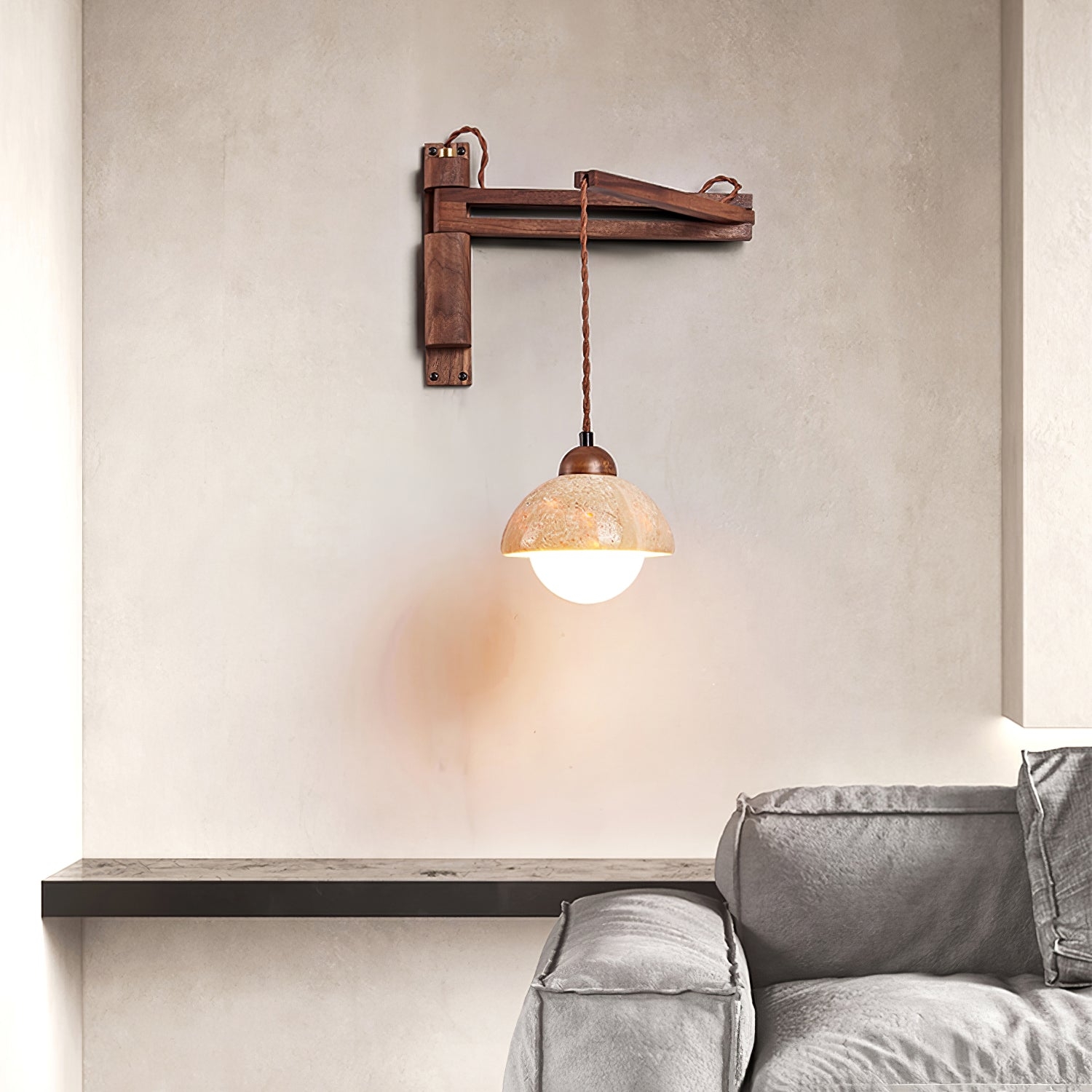Adjustable Travertine Dome Wall Sconce D382