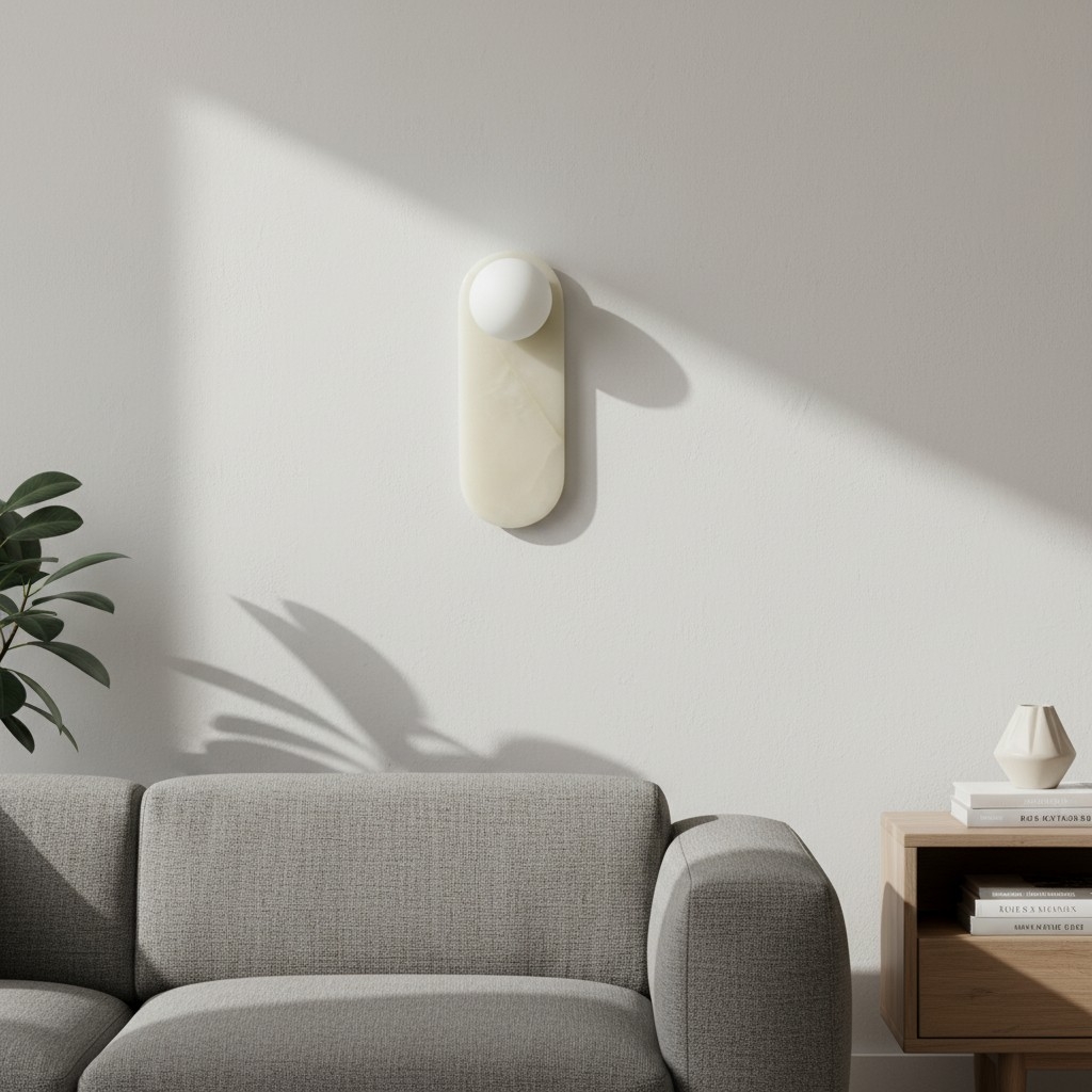 Vinbrea Stone Wall Lamp Organic Texture - Mid-Century Accent Light for Bedroom and Hallway K2402
