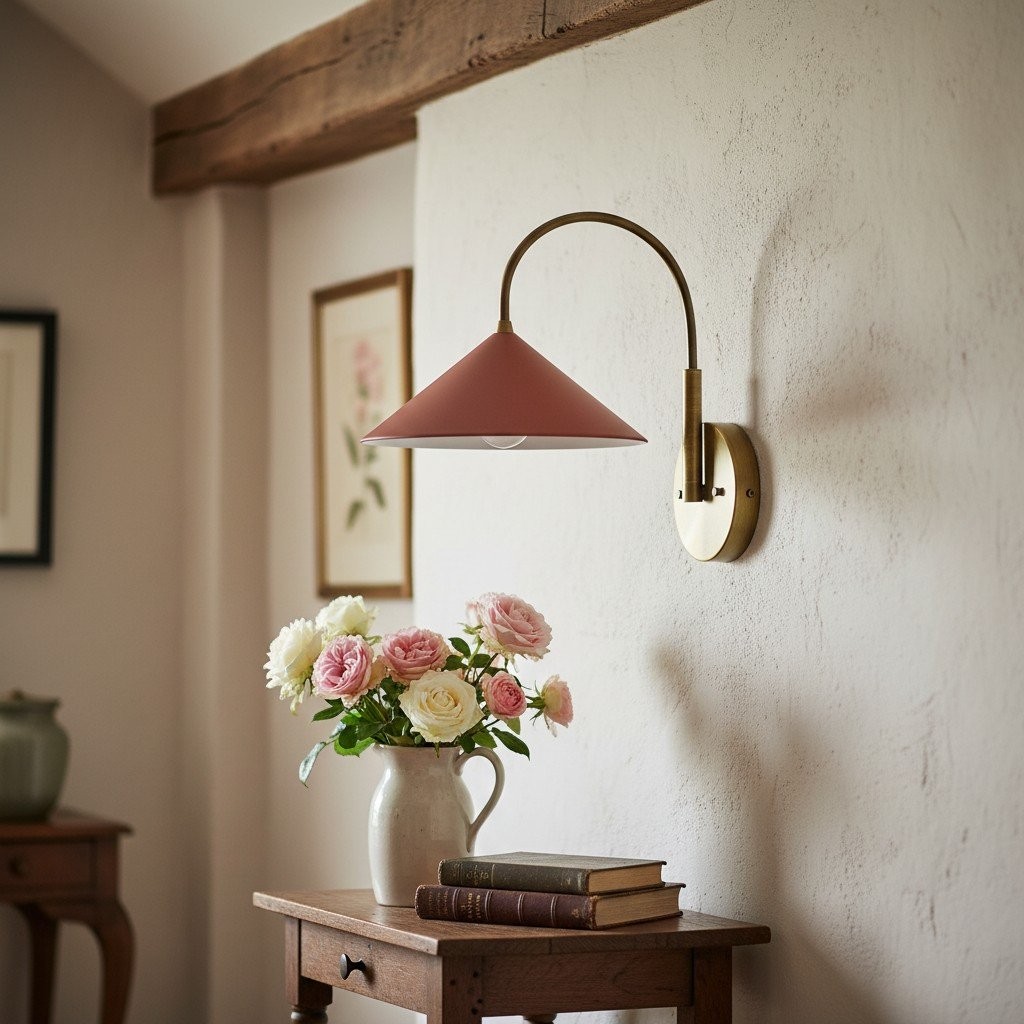 Curva Curved Metal Wall Sconce - Elegant Vintage Wall Lamp for Bedroom K1532