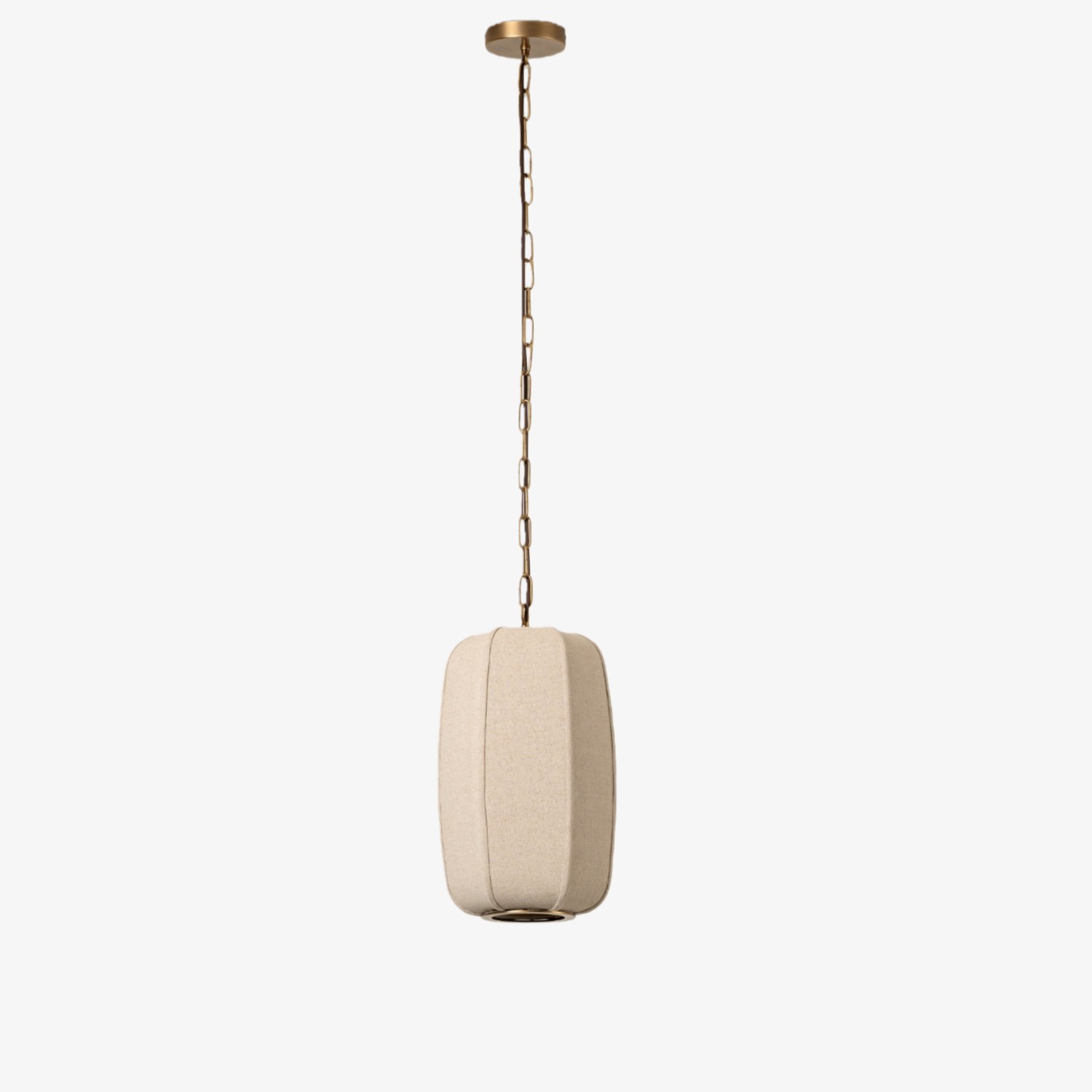 Loomis Tall Pendant - Textured Linen Shade Aged Brass Ceiling Light for Dining Room and Kitchen K2058