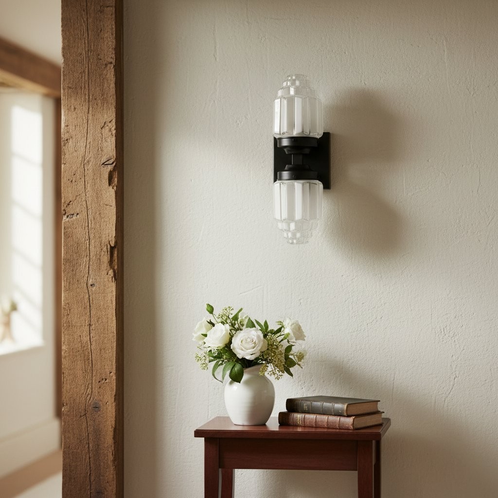 Tierlux Glass Art Deco Wall Sconce - Glass Frosted Globes with Skyscraper Globe K1471