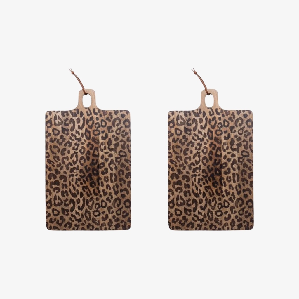 Lepwood Leopard Print Wooden Serving Board for Kitchen Styling and Entertaining K2346