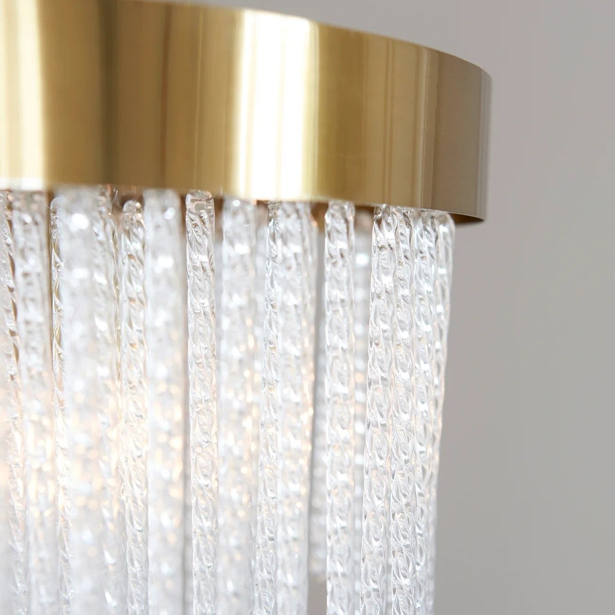 Cavara Multi-Tier Glass Rod Chandelier - Tiered Brass Pendant for Dining and Entry K1850