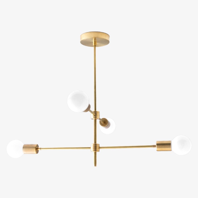 Mobilux Line Black and Brass Chandelier - Contemporary Globe Ceiling Hanging Light K1513