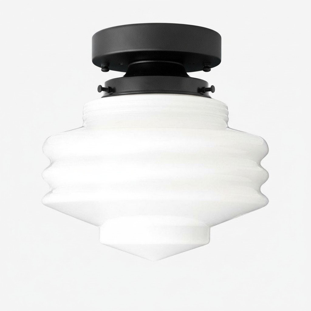 Geotower Glass Art Deco Ceiling Light - Glass Globe - Elegant Home Fixture K1480