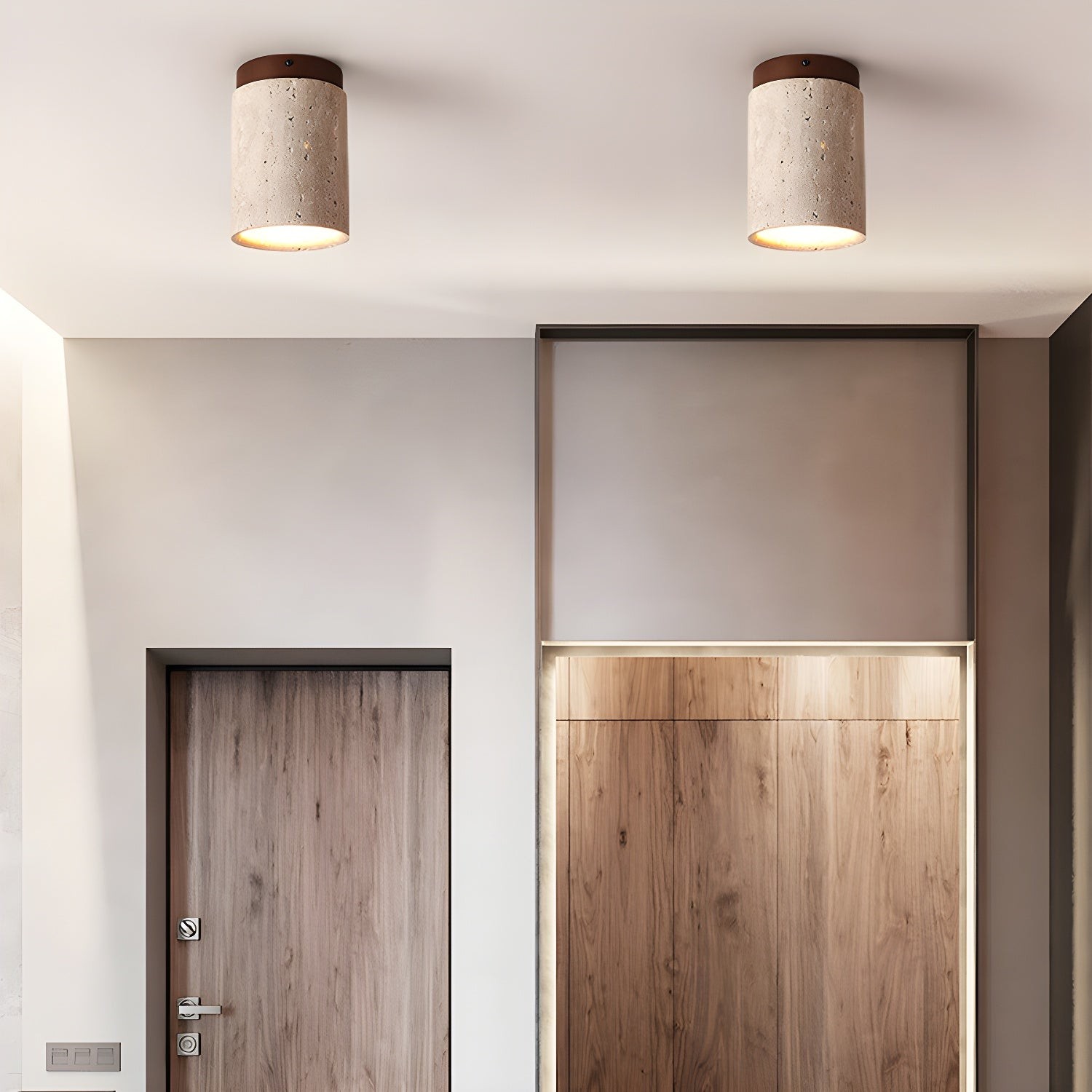 Marble Travertine Column Ceiling Lamp K688
