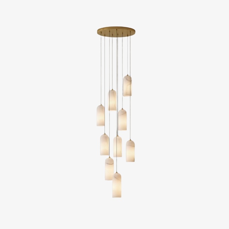 Alabresca Mid Century Alabaster Pendant Light - Multi Heads Hanging Lamp for Kitchen Island K2317