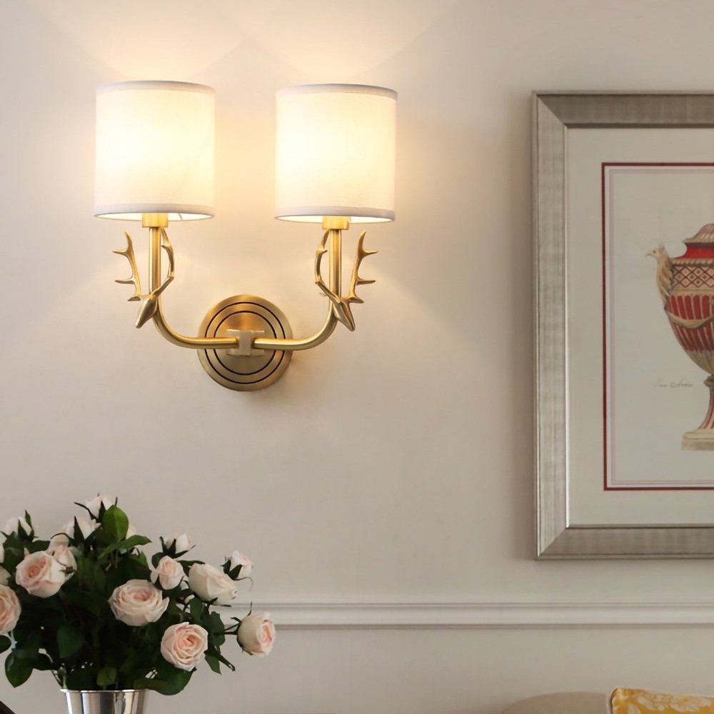 Brass Deer Head Wall Light