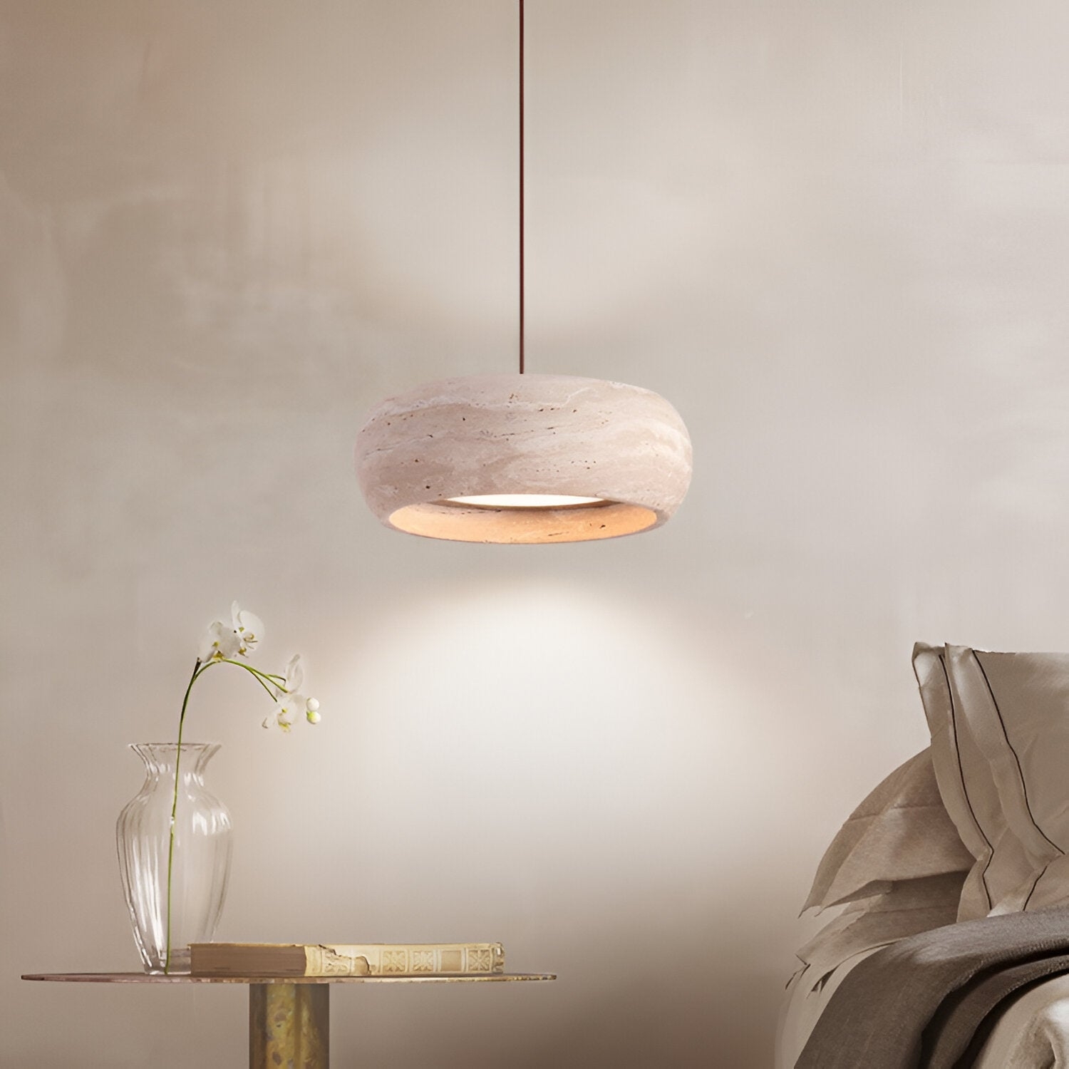Wabi Sabi Style Travertine Stone Pendant Light D934