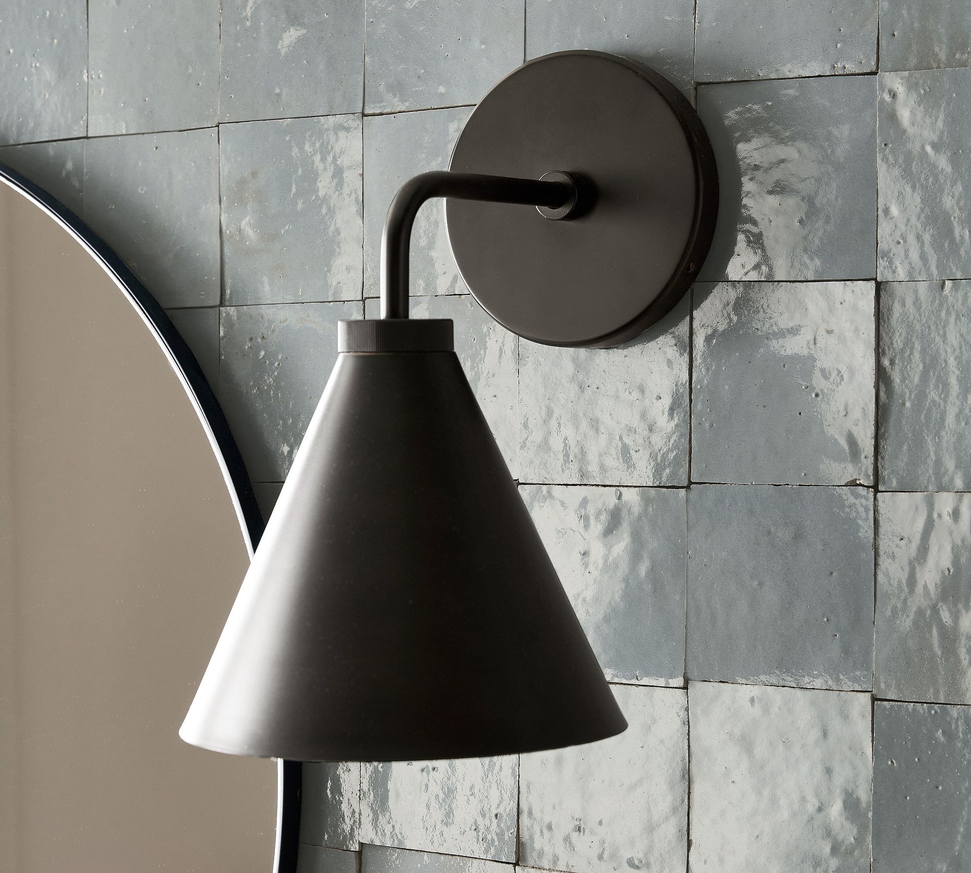 Korvi Iron Tapered Sconce Light - Wall Fixture in Black or Brass K1209