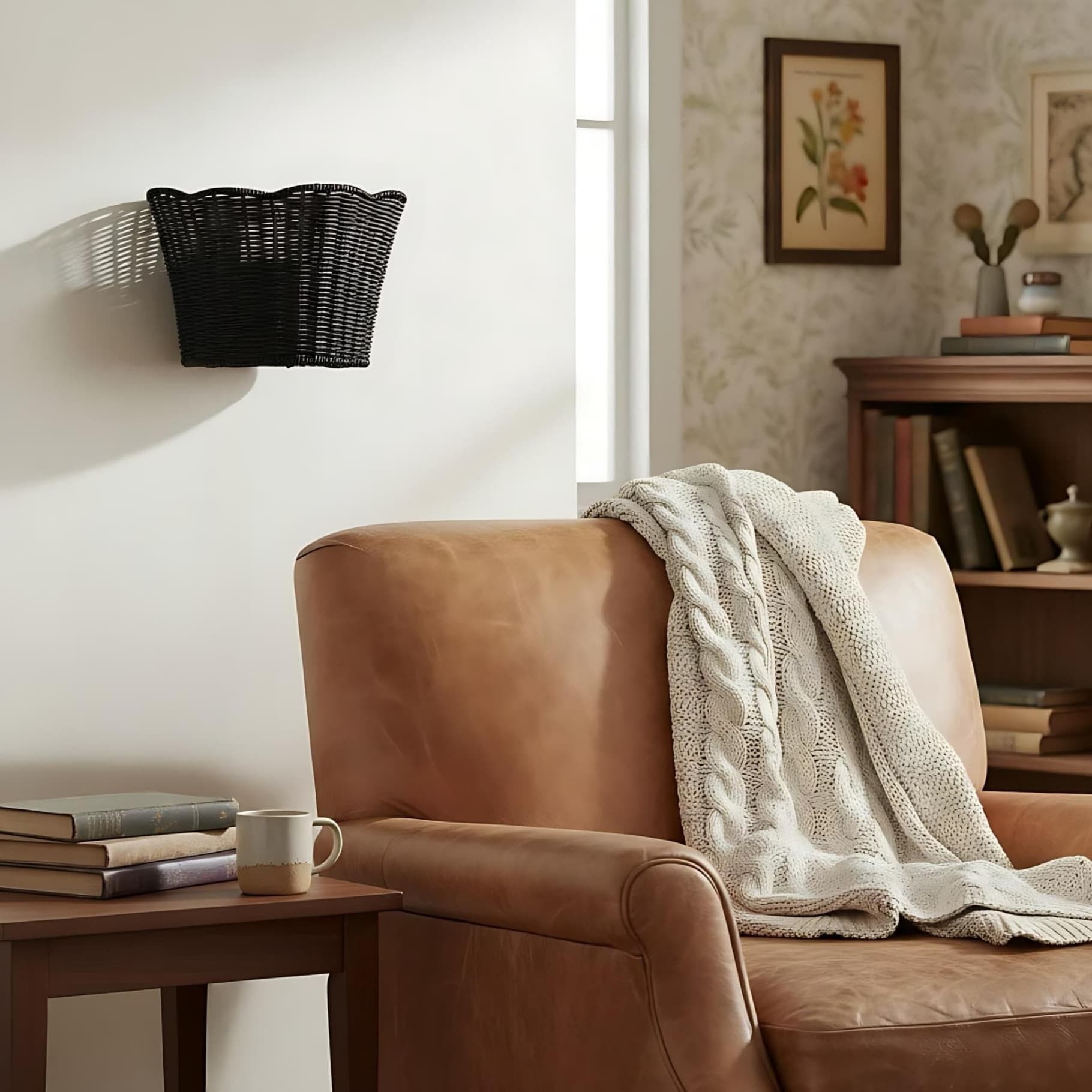 Wickara Woven Wall Sconce - Scalloped Basket Shade Wall Light for Bedroom K1620