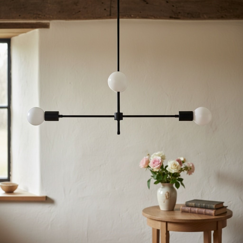 Mobilux Line Black and Brass Chandelier - Contemporary Globe Ceiling Hanging Light K1513