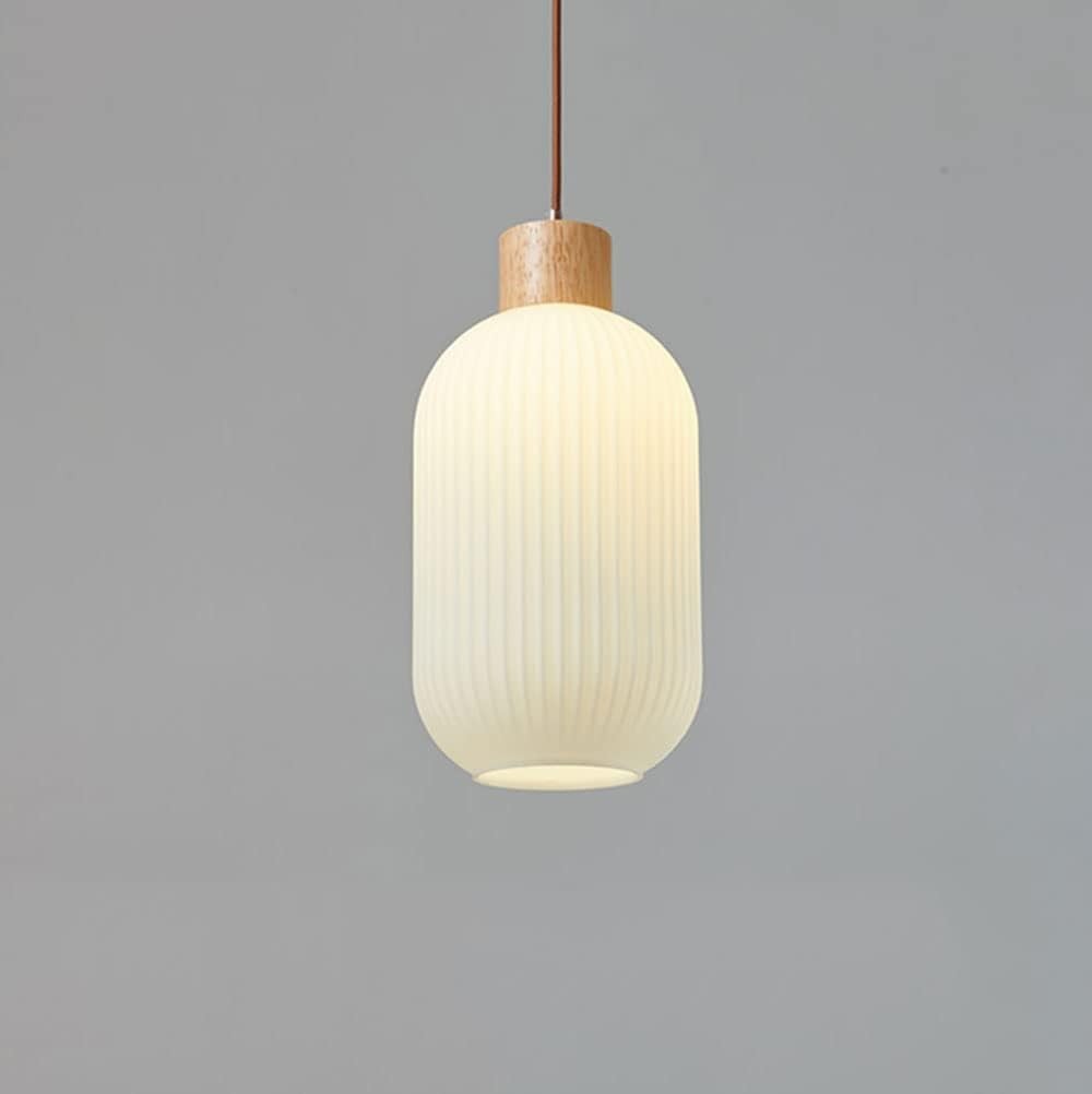 Nordic White Lantern-Like Glass Pendant Lamp K546