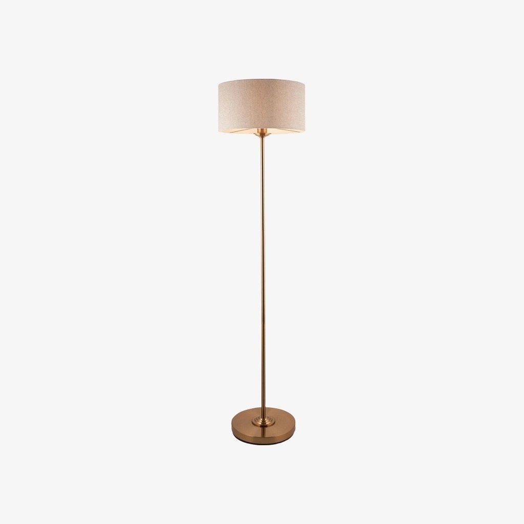 Tela Drum Shade Floor Lamp - Contemporary Fabric Standing Lamp for Home Office K2014