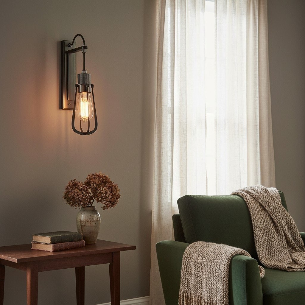 Readium Industrial Metal Wall Sconce - Modern Toggle Switch for Living Room K1855