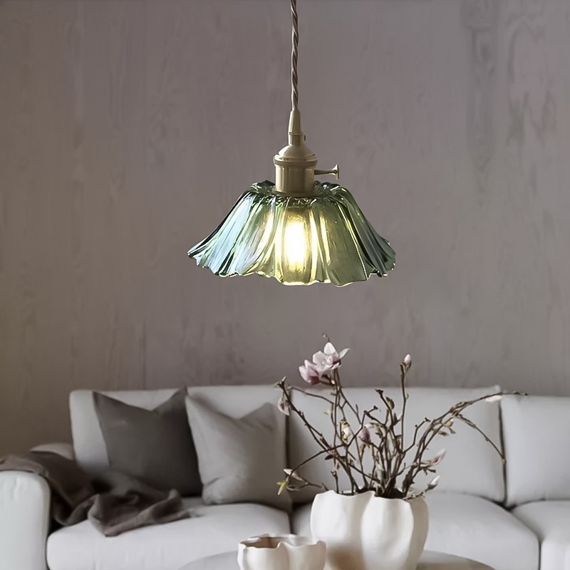 Lotus Retro Glass Pendant Light For Kitchen