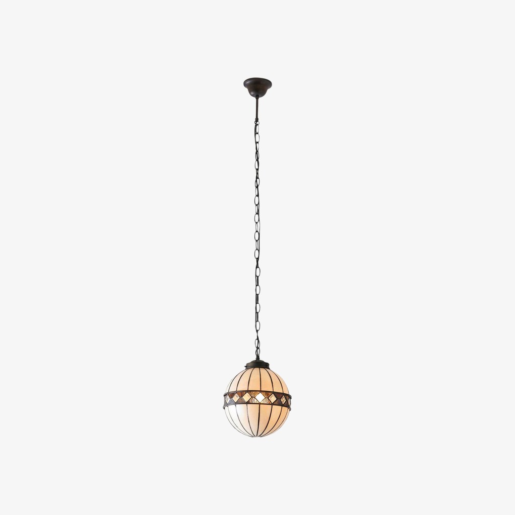 TF Fargo Tiffany Style Globe Pendant - Handcrafted Art Glass Sphere Light for Kitchen Island K2006