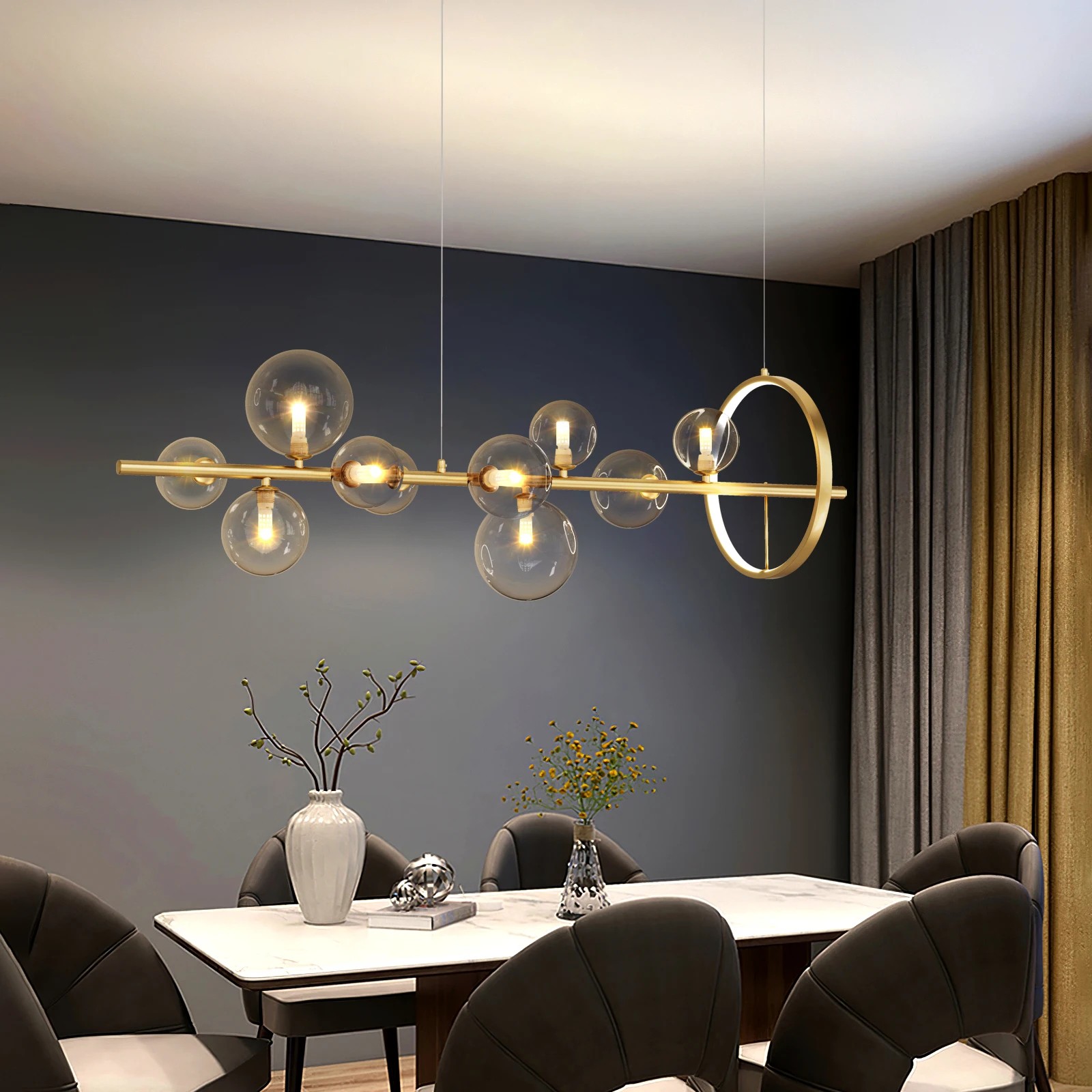 Linear Glass Globe Circle Island Pendant Lamp K124