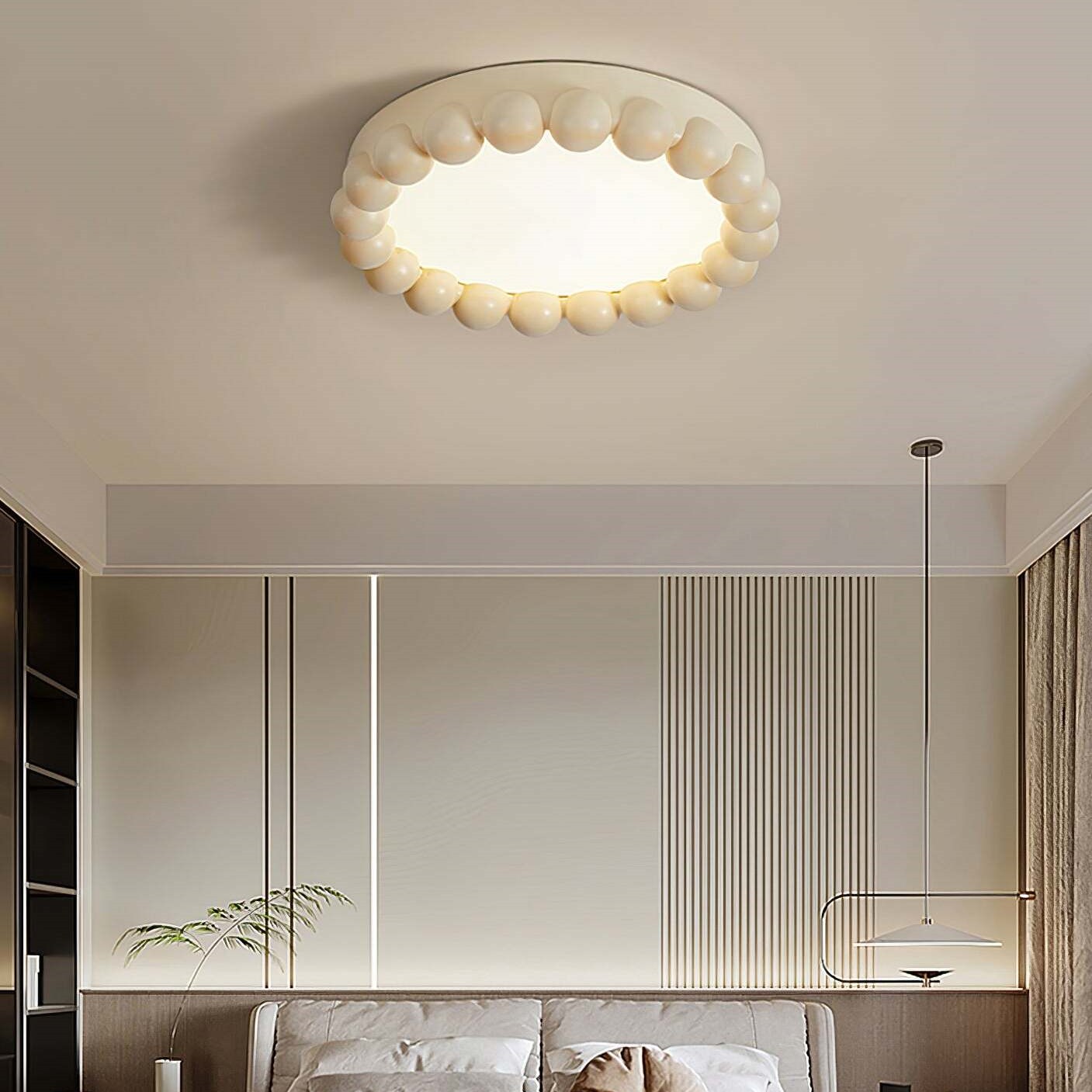 Minori Cream Art Deco LED Ceiling Lamp - Minimalist Round Design For Various Spaces K172