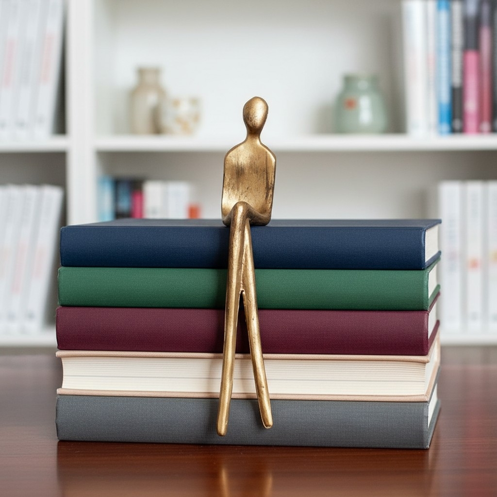 Floxo Artistic Desk and Shelf Figurine - Thinker and Lazy Dog Design for Bookshelves and Tables K2361