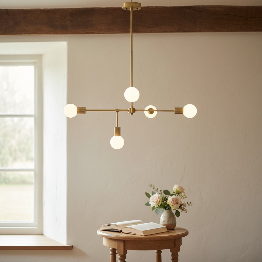 Mobilux Line 5 Light Chandelier - Modern Ceiling Hanging Lamp for Dining Room K1477