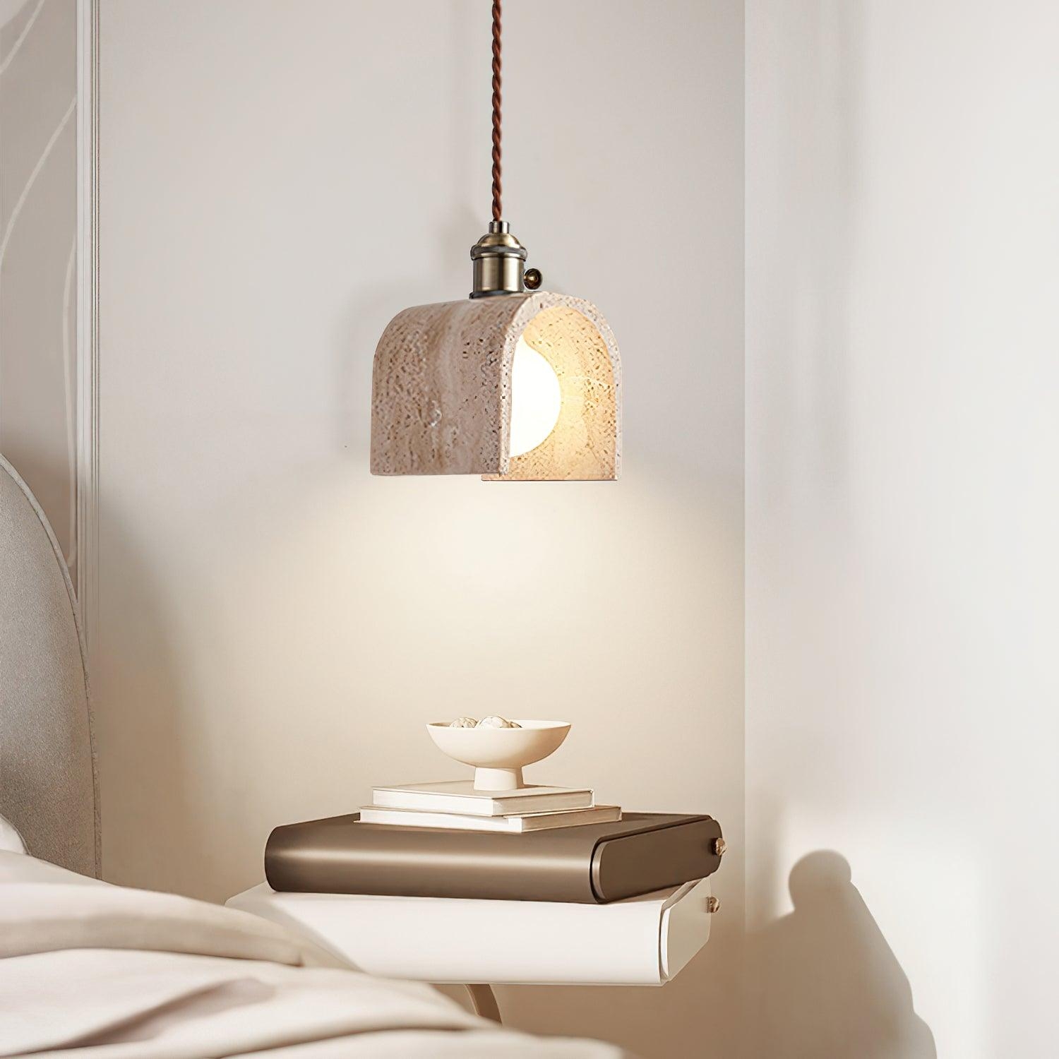 Alagusmo Minimalist Travertine Pendant Light D892