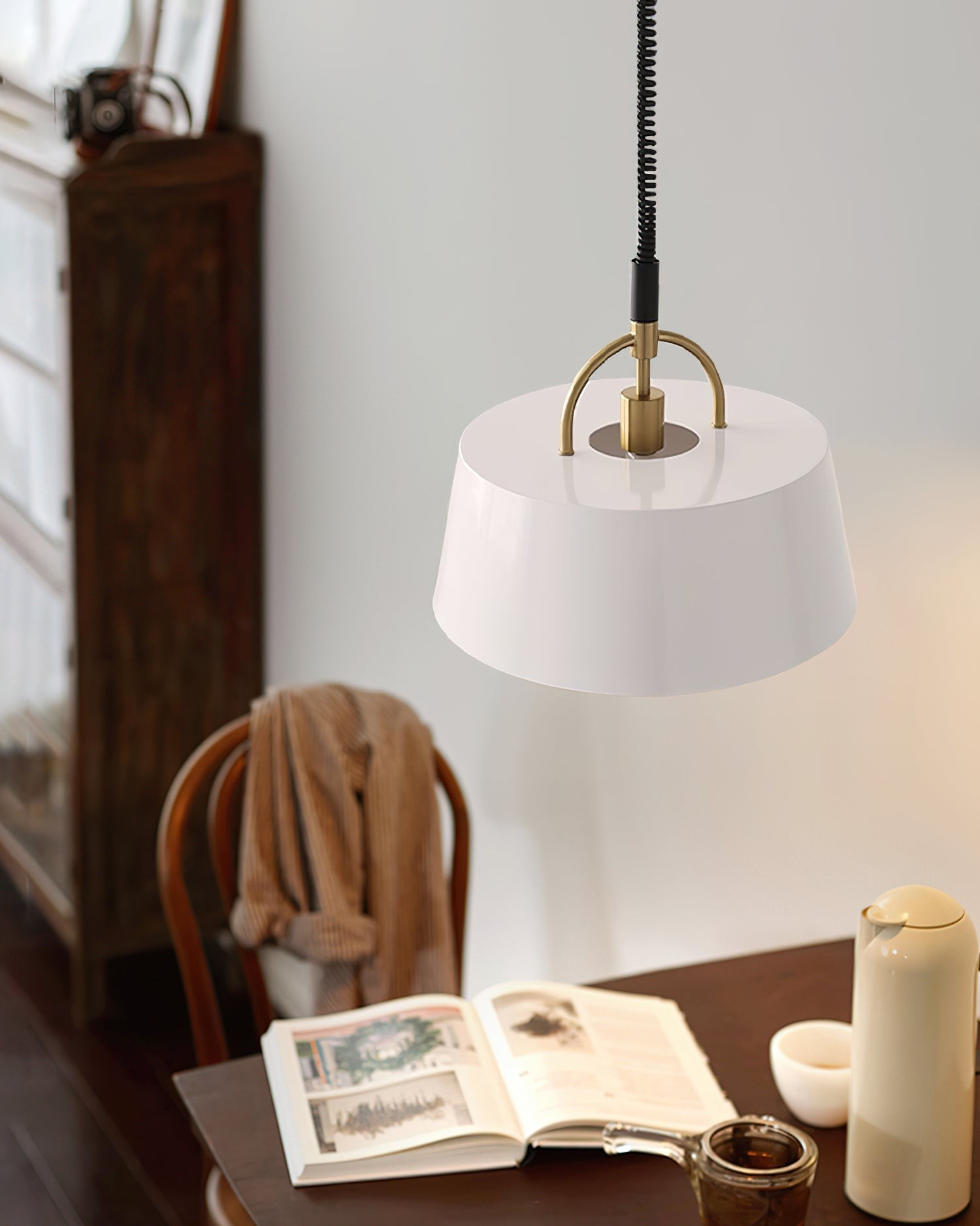 Retro Classic Drum Shaped Retractable Metal Pendant Lamp K233