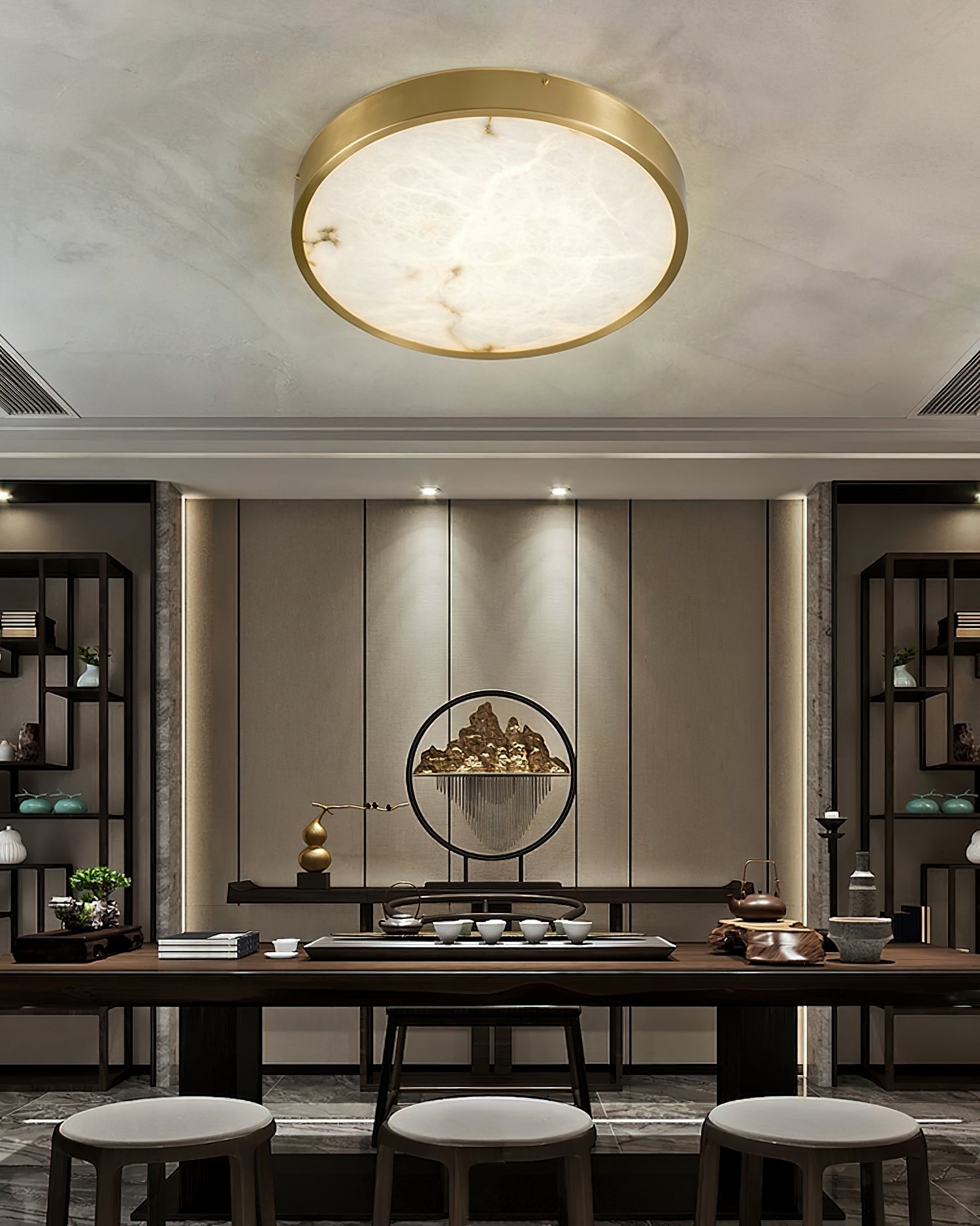 Geometric Alabaster Recessed Ceiling Light D431