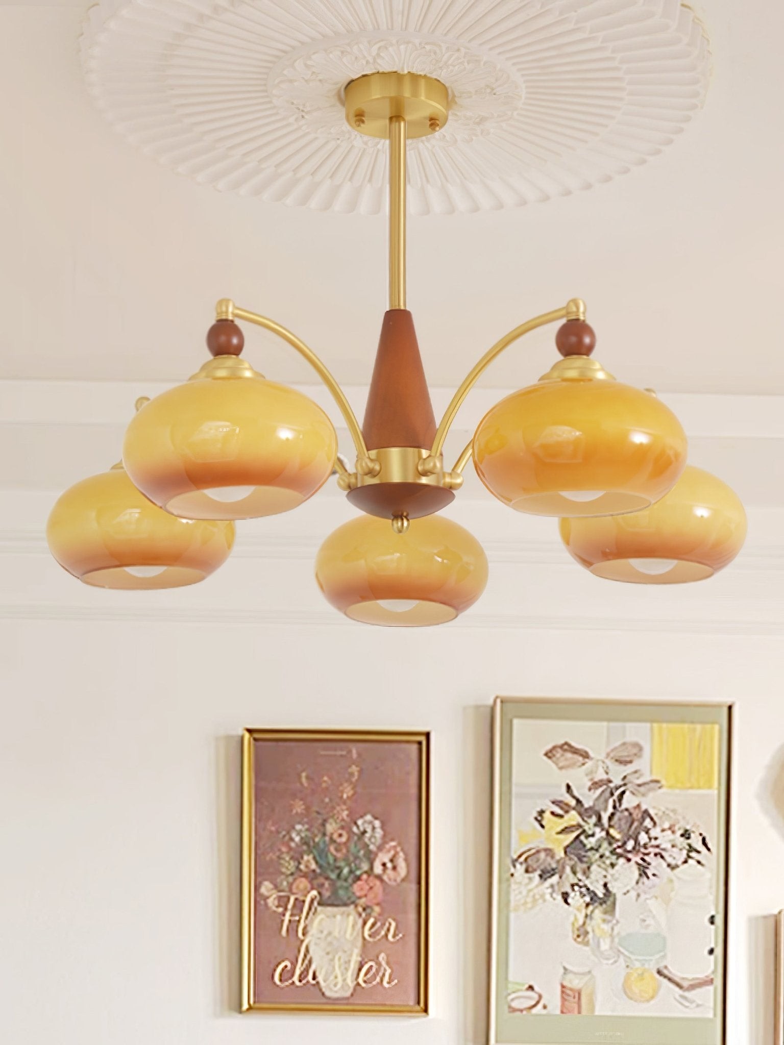 Vintage Multihead Persimmon Chandelier K623