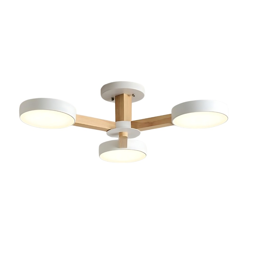 Multiple Round Wood Branched Ceiling Lamp K938