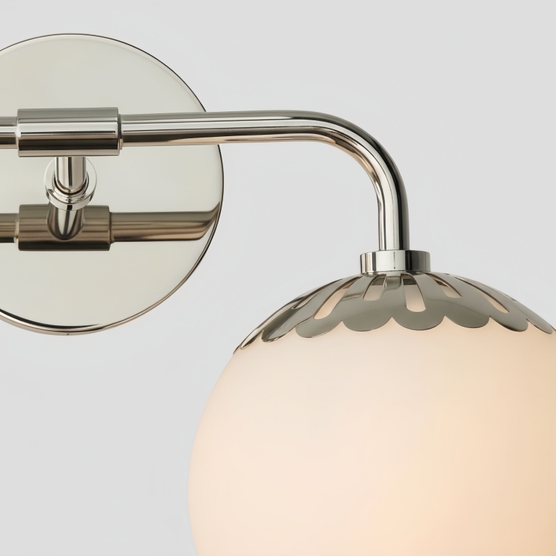 Vinbrea Glass Globe Wall Lamp - Minimal Curved Arm Light for Living Room K2382