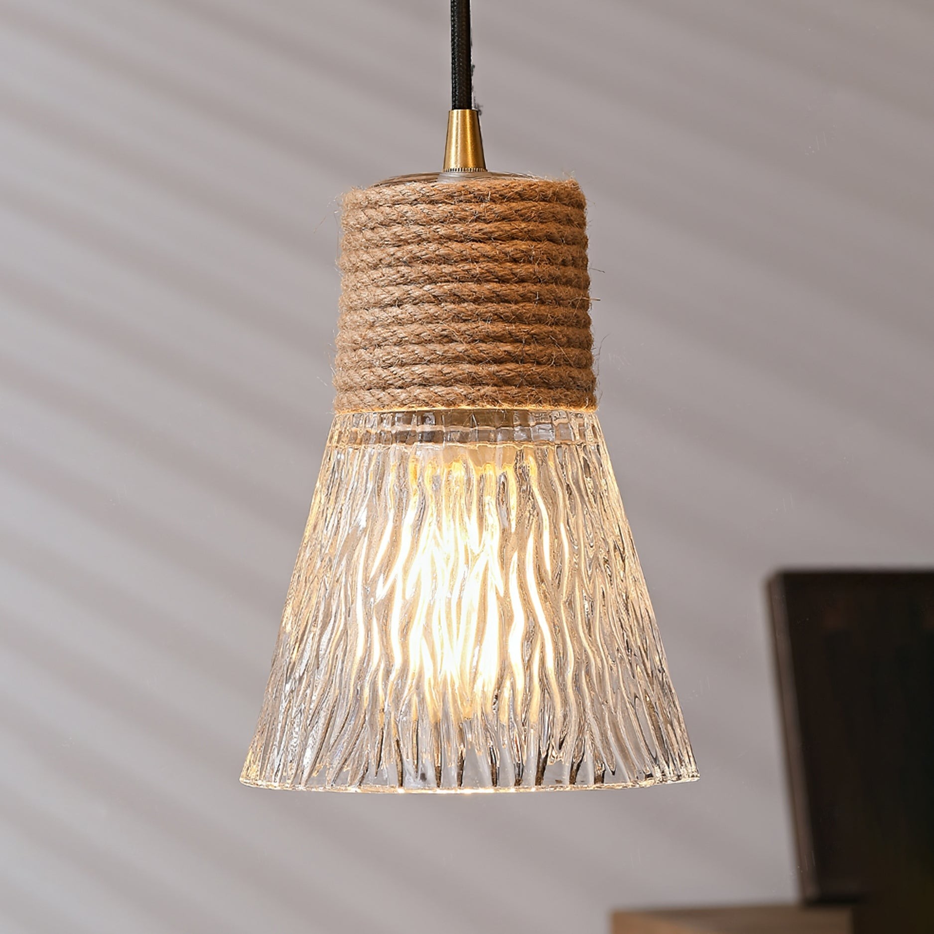 Hemp Rope Glass Pendant Lamp K1031