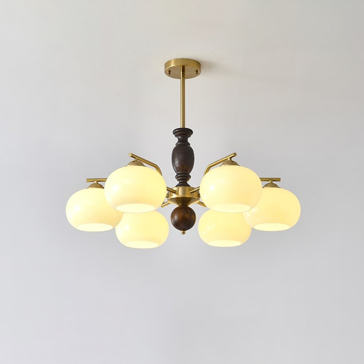 Medieval Style Walnut Beige Orb Chandelier K763