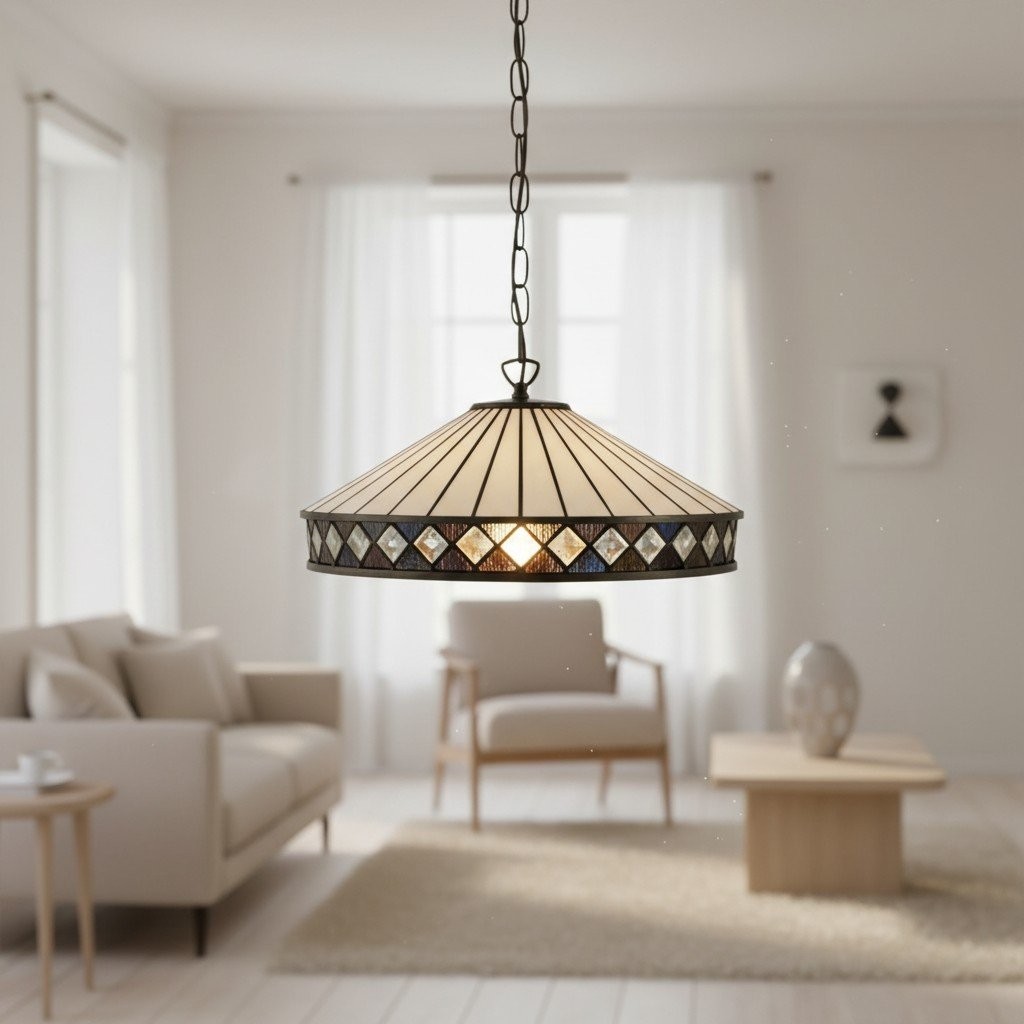 TF Fargo Pendant Light - Tiffany Style Lighting with an Art Deco Shade and Adjustable Chain K1938
