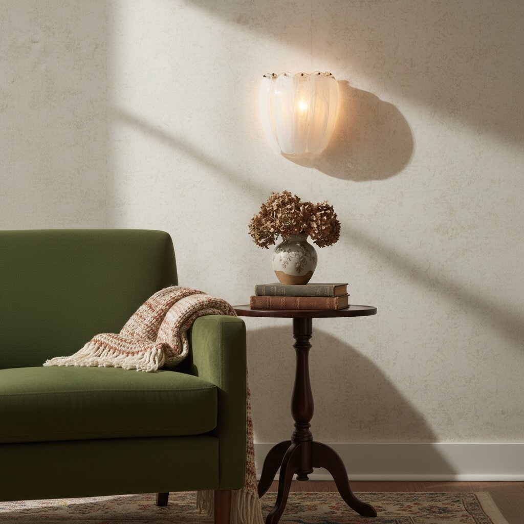 Velora Feather Glass Wall Sconce - Alabaster Style Shade Wall Light for Hallway K2358